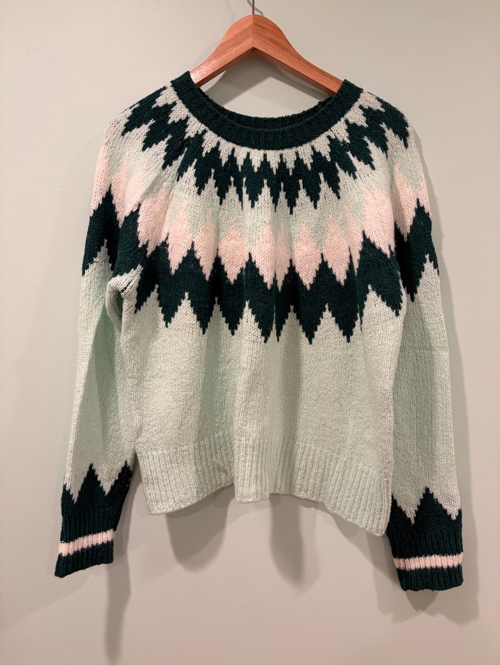 BP Nordstrom Fair Isle Sweater Mint Green L